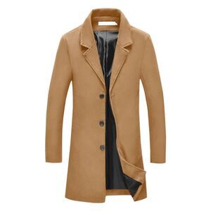 Trench Coat Notch Lapel Single Breasted Classic Long Overcoat Brown